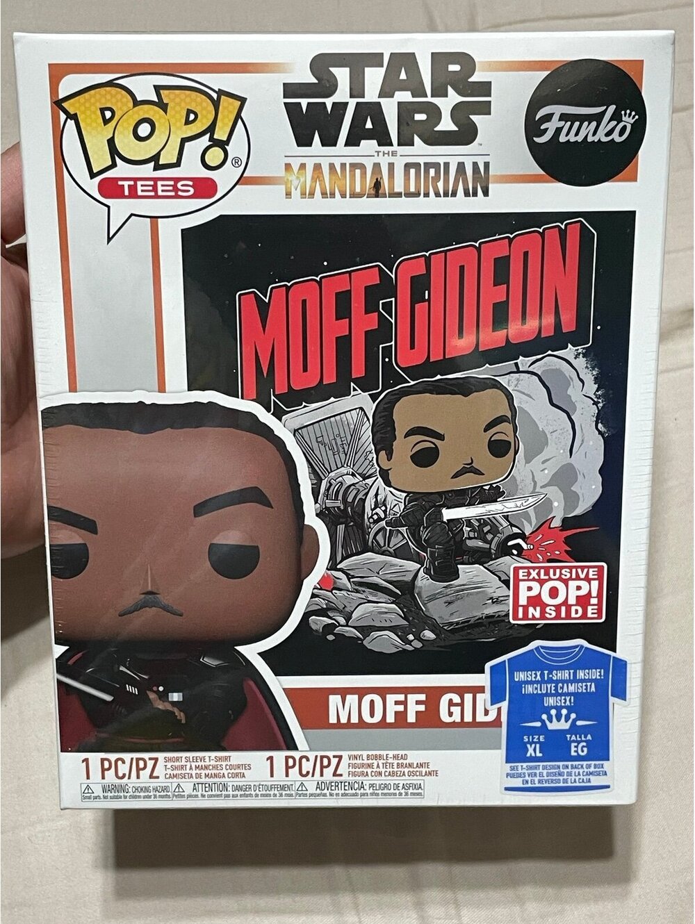 Funko POP! The Mandalorian Star Wars Moff Gideon GID Pop & Shirt Size XL Sealed